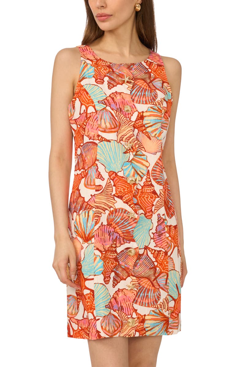 Halogen<sup>®</sup> Shell Button Front A-Line Dress, Alternate, color, Pink Multi