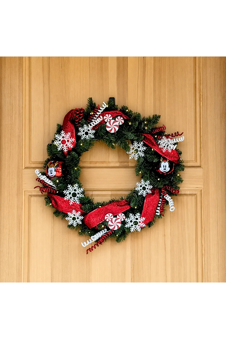 Disney® Mickey and Minnie 26-Inch Pre-Lit Christmas Wreath, Alternate, color, Green, Red
