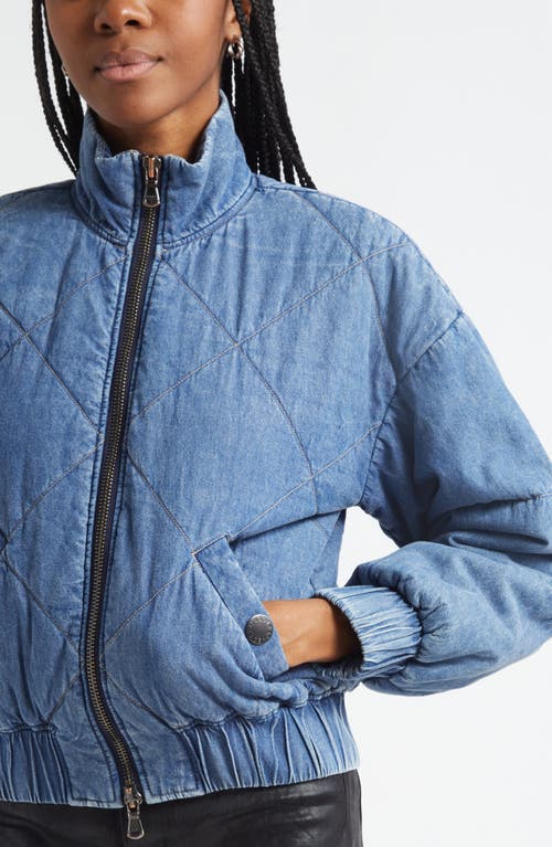 L'agence Ryah Washed Denim Quilted Bomber Jacket In Blue
