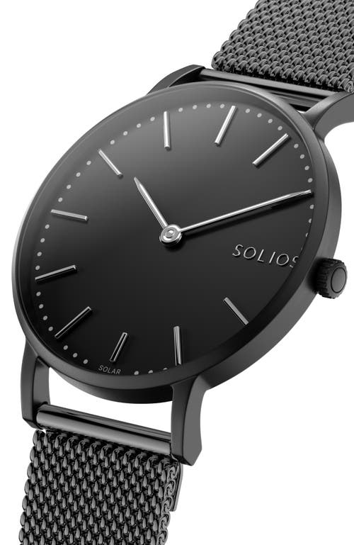 Solios Watches The Solar Classic | Black Dial In Grey Mesh Metal