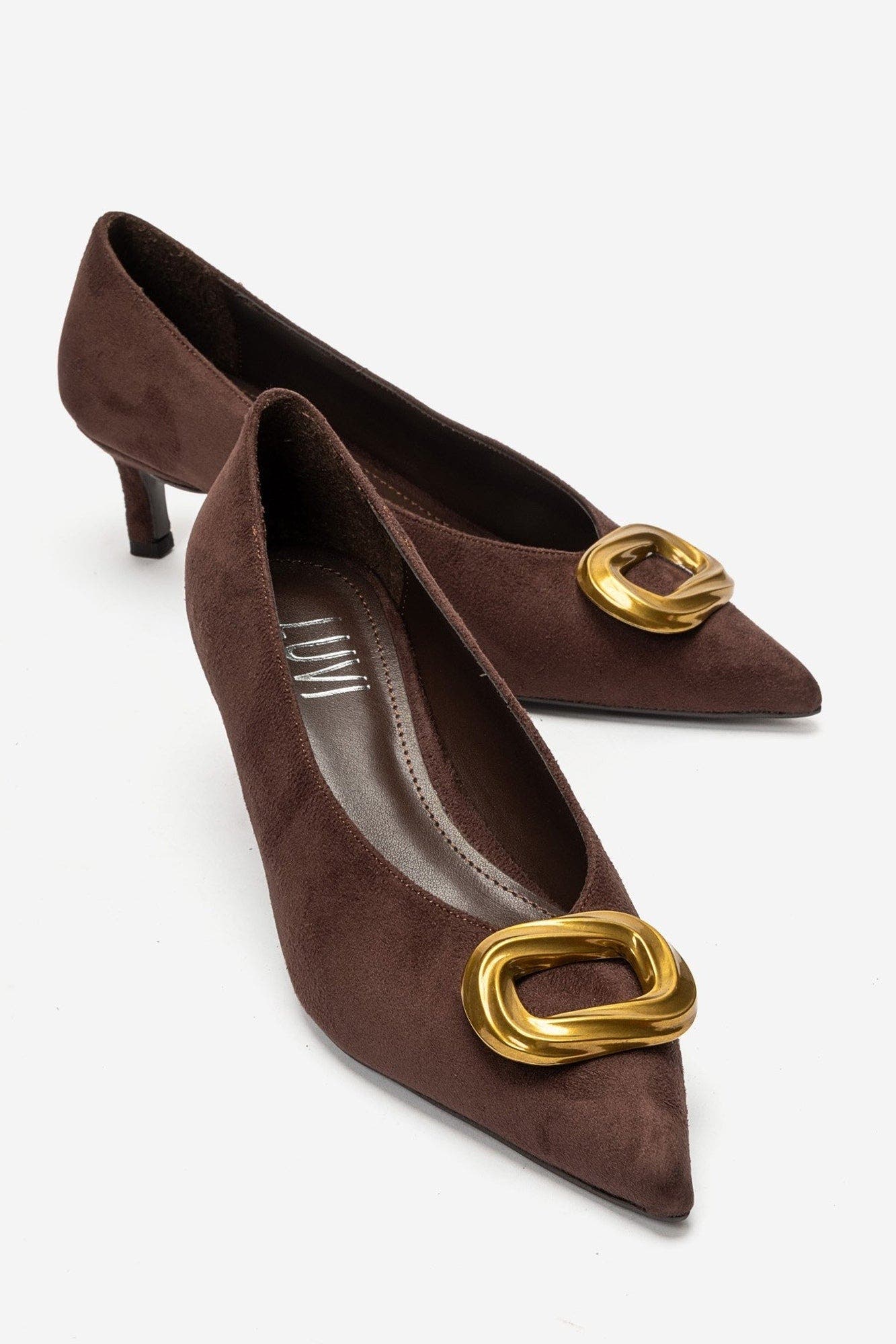 Delhi Buckle Kitten Heel Pump, Alternate, color, Brown Suede