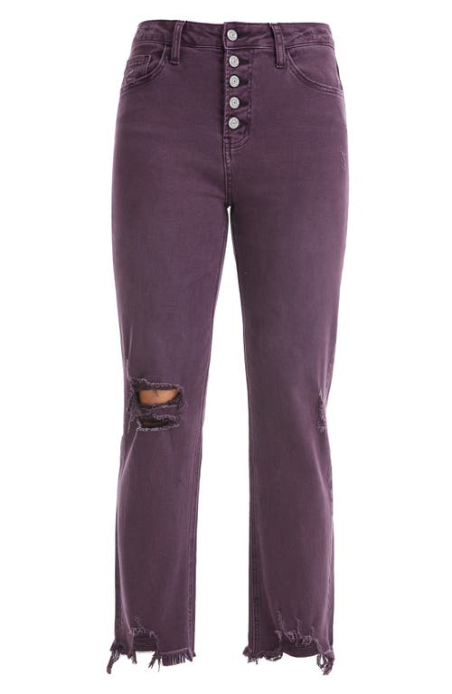 Bayeas High Waist Ripped Chew Hem Straight Leg Jeans