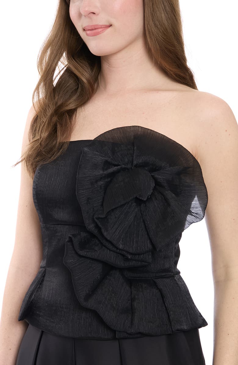Muse Flower Organza Bustier, Alternate, color, Black