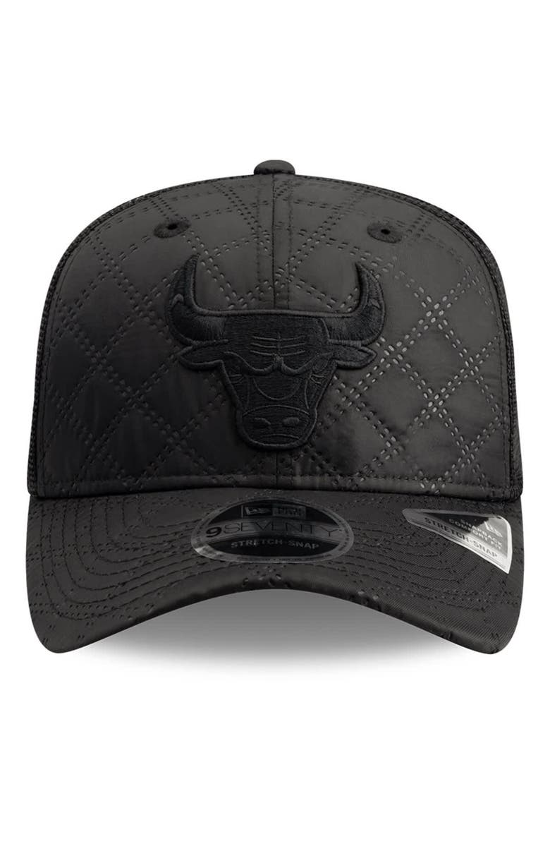 New Era Men's New Era Black Chicago Bulls Quilted 9SEVENTY Trucker Adjustable Hat, Alternate, color, Black