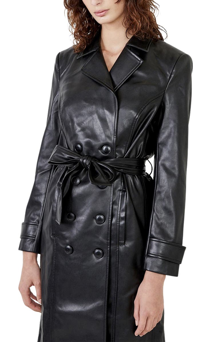 Bardot Faux Leather Trench Coat, Alternate, color,