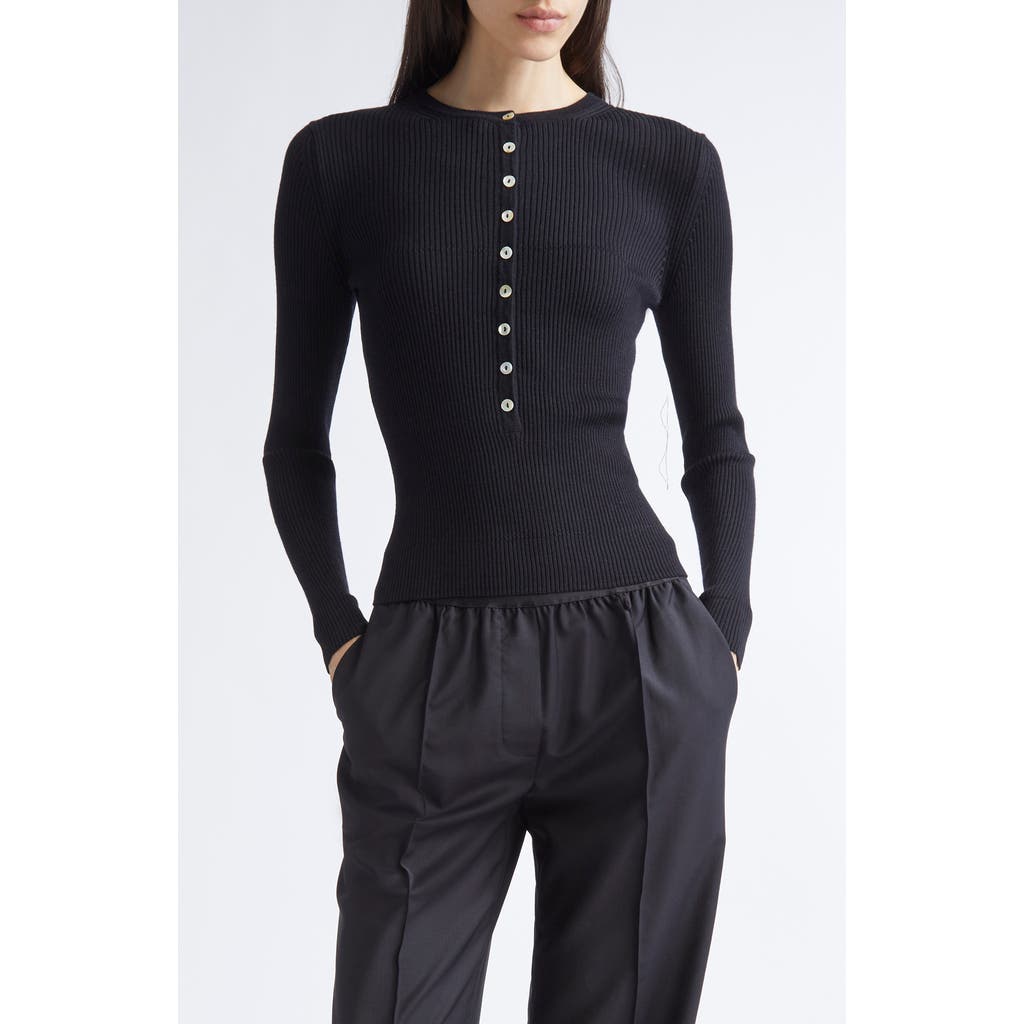 NACKIYÈ Insider Virgin Wool & Silk Rib Sweater in Noir  product