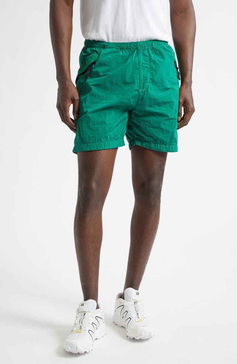 Stone Island Crinkled Nylon Shorts, Main, color, Malachite