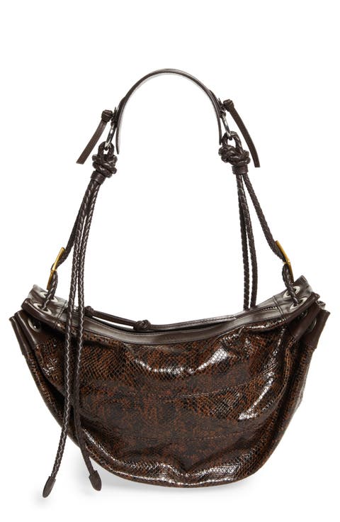Medium Maia Snakeskin Embossed Leather Shoulder Bag