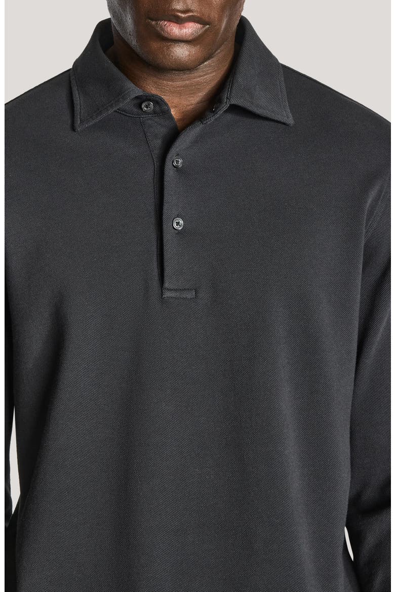 Long Sleeve Organic Cotton Polo, Alternate, color, GUNMETAL