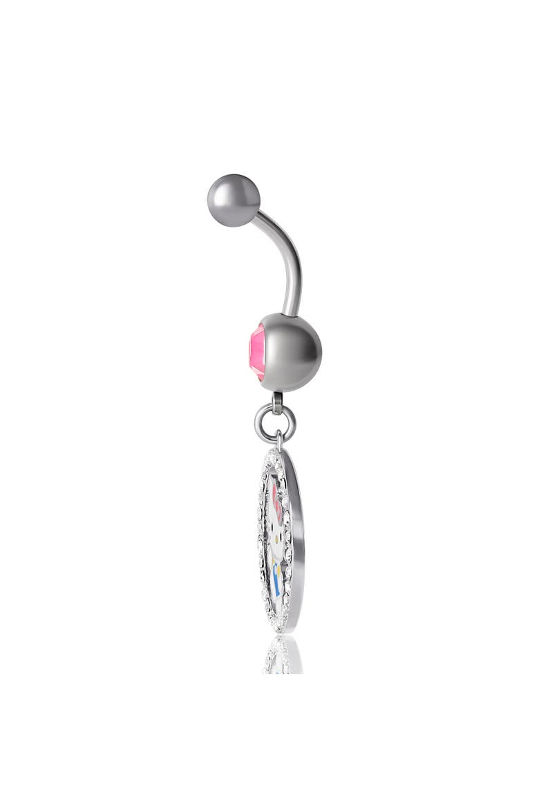 14G Stainless Steel Crystal Dangle Belly Button Ring, Alternate, color, Silver
