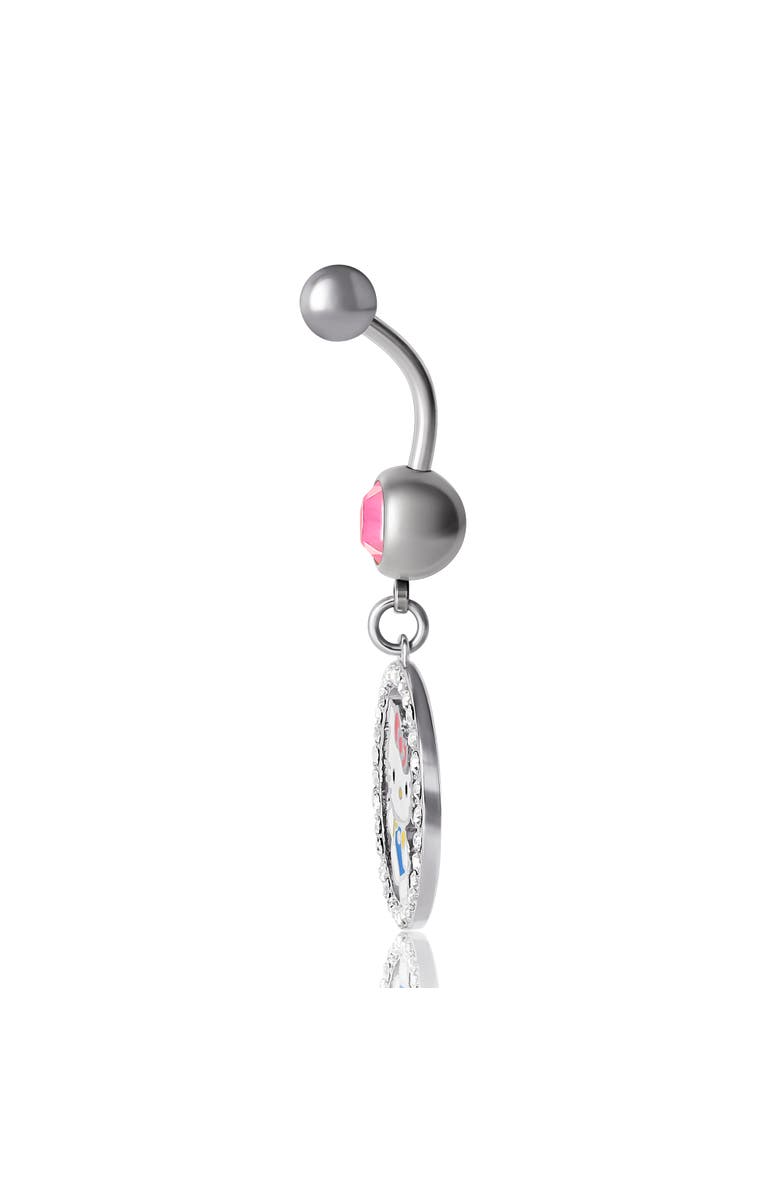 Hello Kitty 14G Stainless Steel Crystal Dangle Belly Button Ring, Alternate, color, Silver