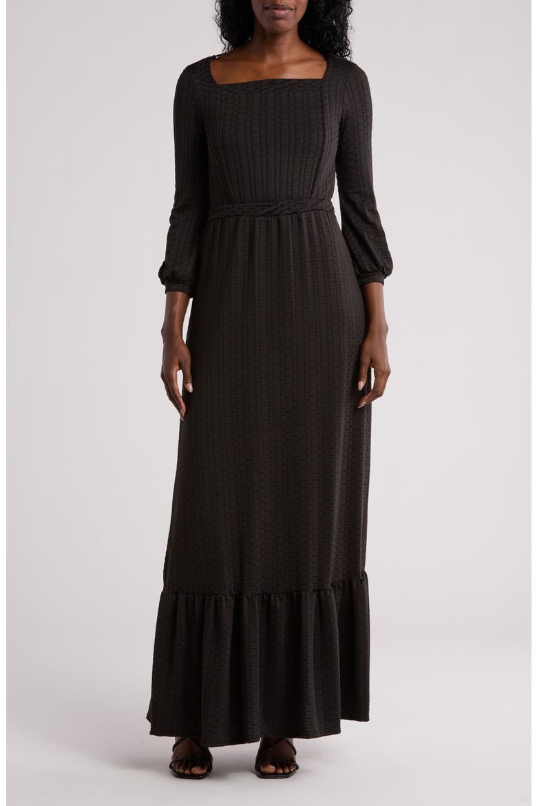 Square Neck Maxi Dress, Main, color, BLACK