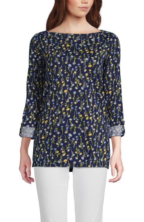 Supima Cotton Adjustable 3/4 Sleeve Boatneck Tunic