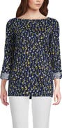 Lands' End Supima Cotton Adjustable 3/4 Sleeve Boatneck Tunic