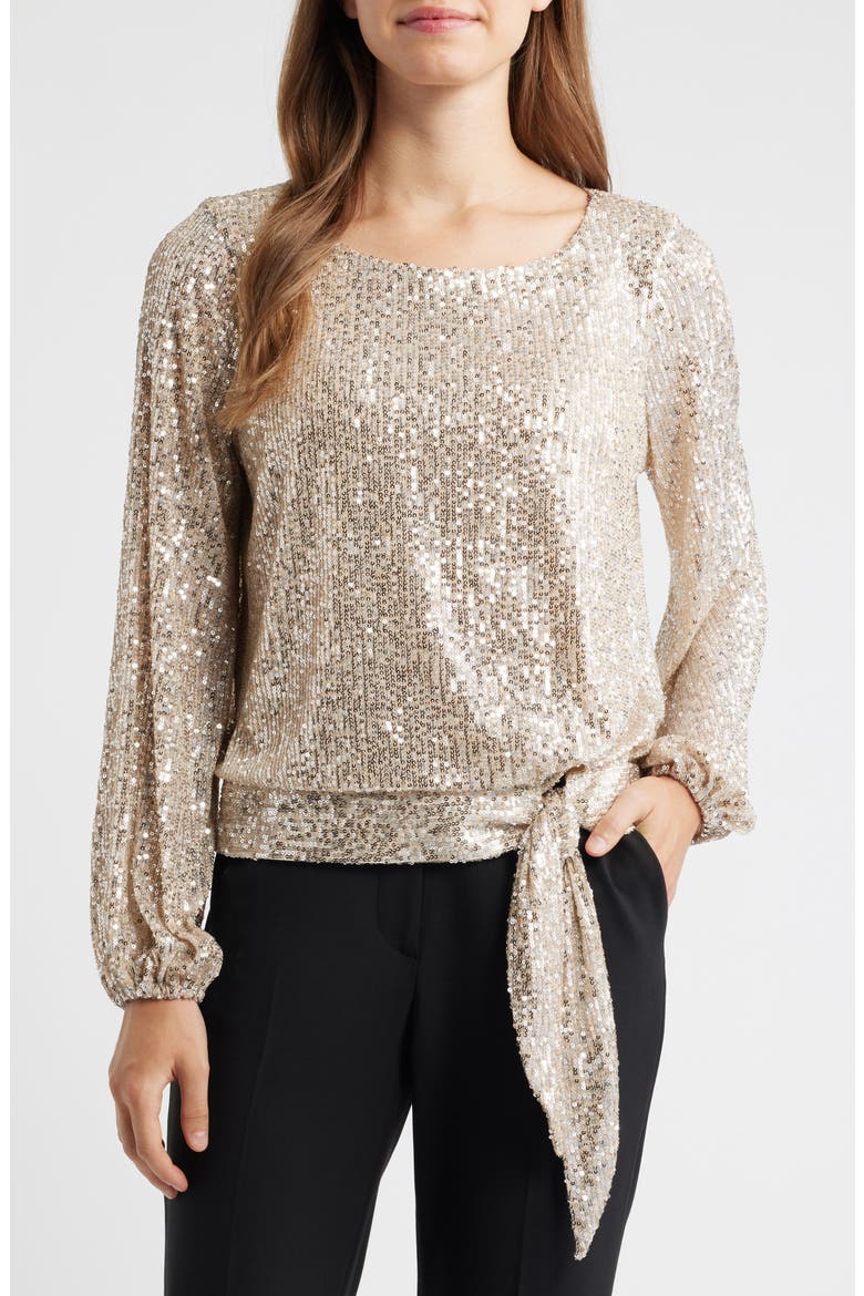 Sequin Top, Main, color, NUDE SILVER