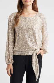 Tahari ASL Sequin Top