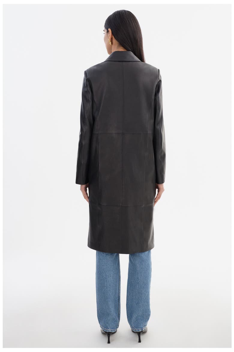 BELEN | Longline Leather Coat, Alternate, color, Black