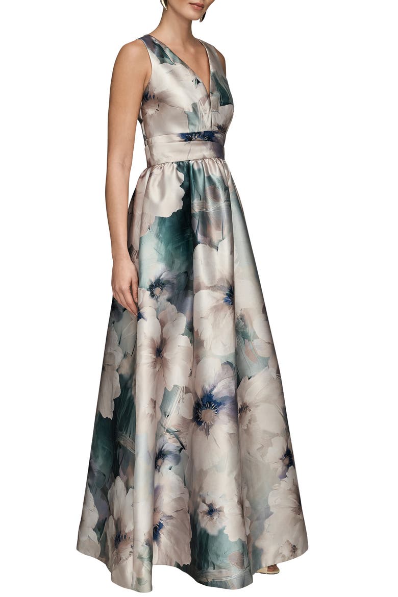 Floral Plunge Neck Ball Gown, Alternate, color, LAUREL MULTI