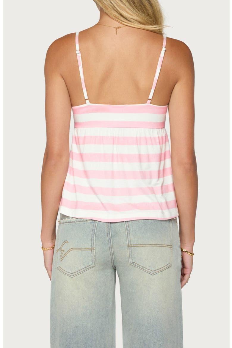 Michey Tie Front Babydoll Tank, Alternate, color, WHITE-AND-PINK