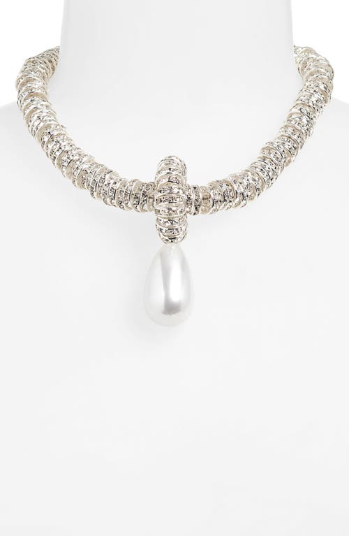 Shop Julietta Faux Pearl Pendant Necklace In Silver
