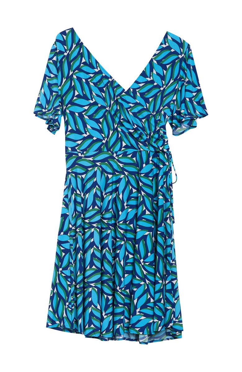 Donna Morgan Flutter Sleeve Printed Wrap Dress, Main, color, 