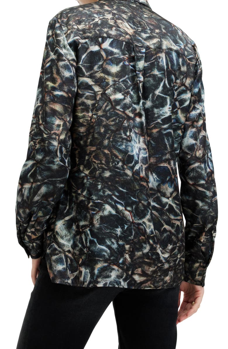 AllSaints Toni Caladesi Tie Neck Button-Up Shirt, Alternate, color, Petrol Blue