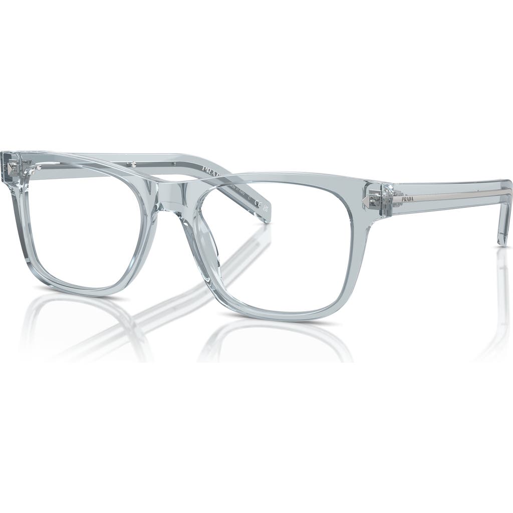 Prada 52mm Rectangle Optical Glasses In Blue