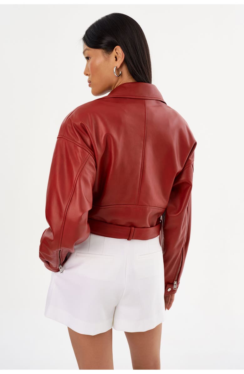 LAMARQUE DYLAN | 80's Leather Biker Jacket, Alternate, color, Ruby Red