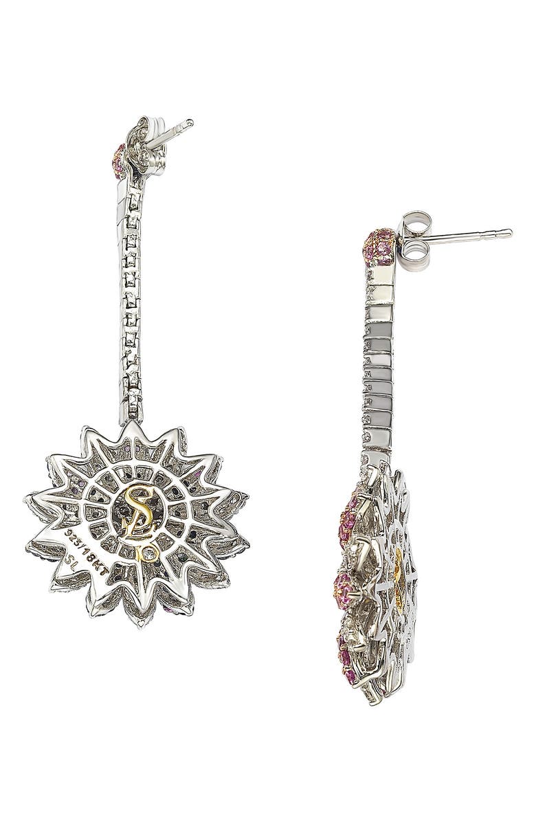 SUZY LEVIAN Sterling Silver Pink Sapphire Flower Earrings, Alternate, color, 