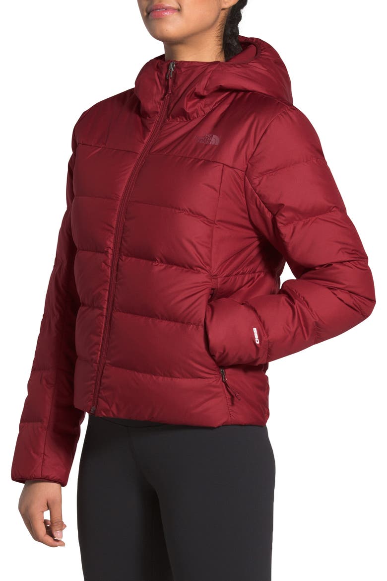 Valle Hooded 550 Fill Power Down Coat, Alternate, color, POMEGRANATE