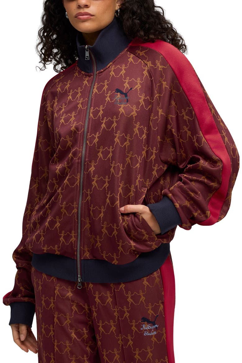 x KidSuper T7 Track Jacket, Main, color, RUBY SHIMMER