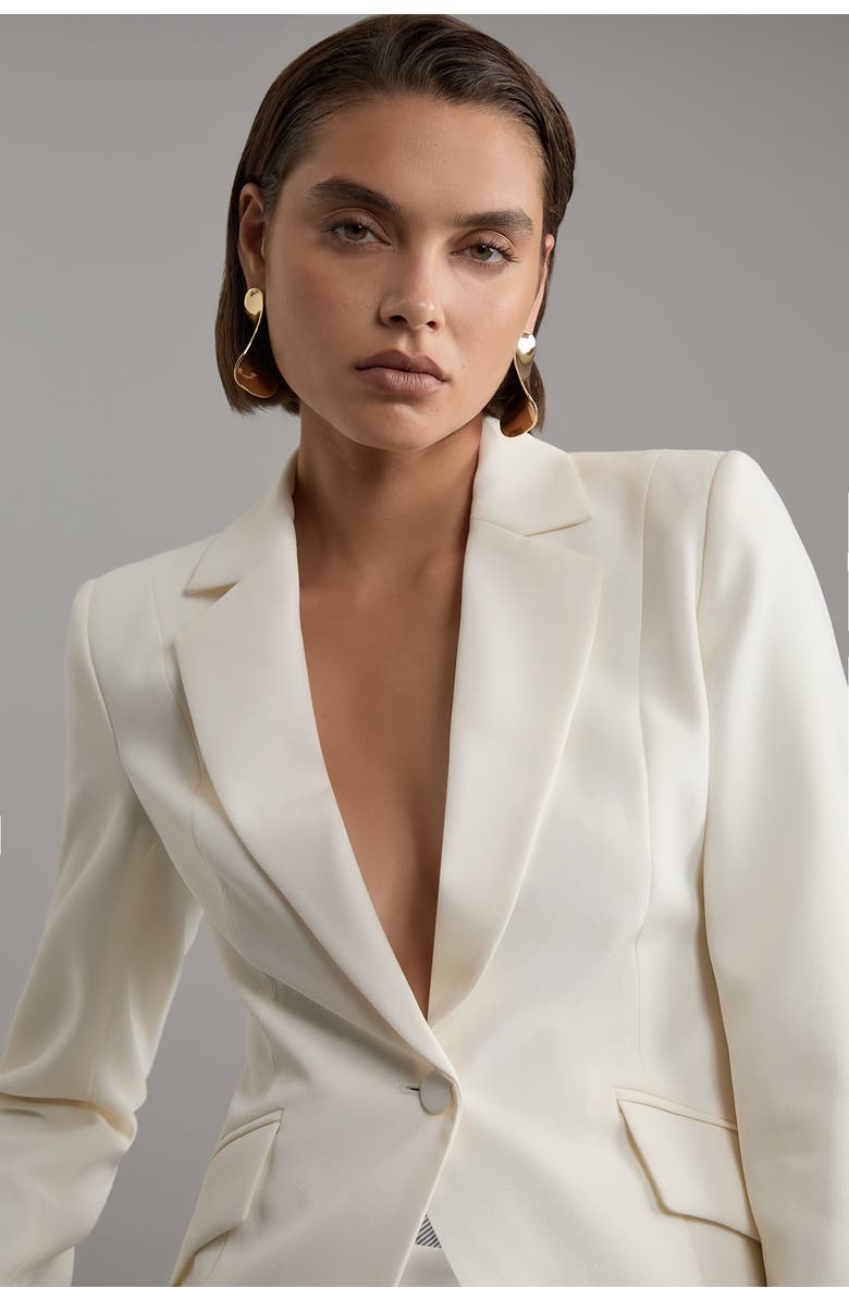 Karen Millen Crepe Blazer Jacket, Alternate, color, Ivory