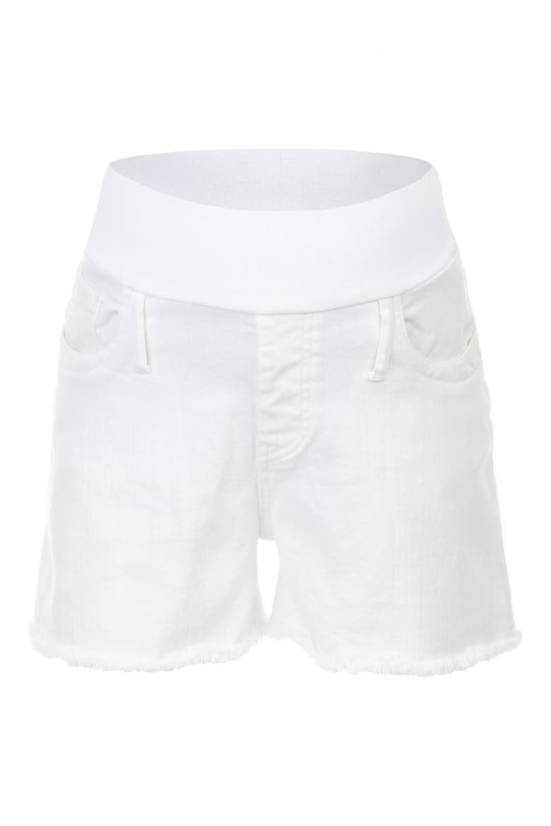 Distressed Maternity Denim Shorts, Alternate, color, WHITE