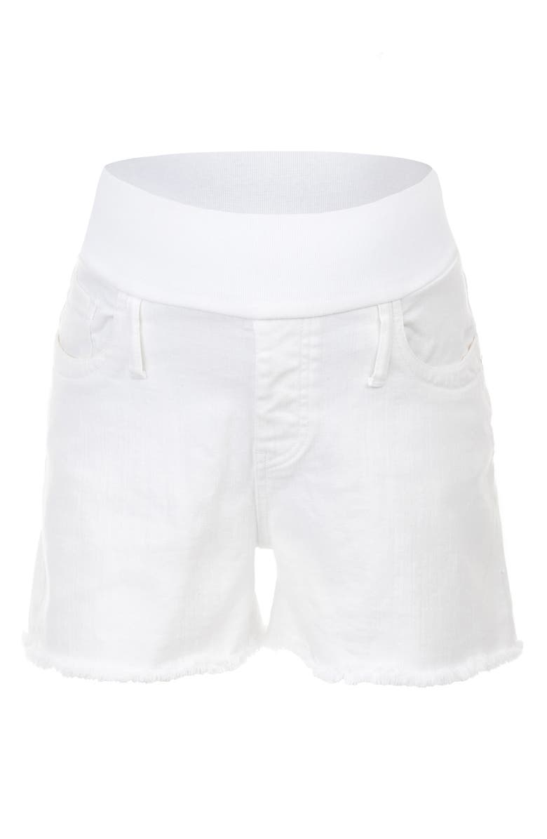 PIETRO BRUNELLI MATERNITY Distressed Maternity Denim Shorts, Alternate, color, White