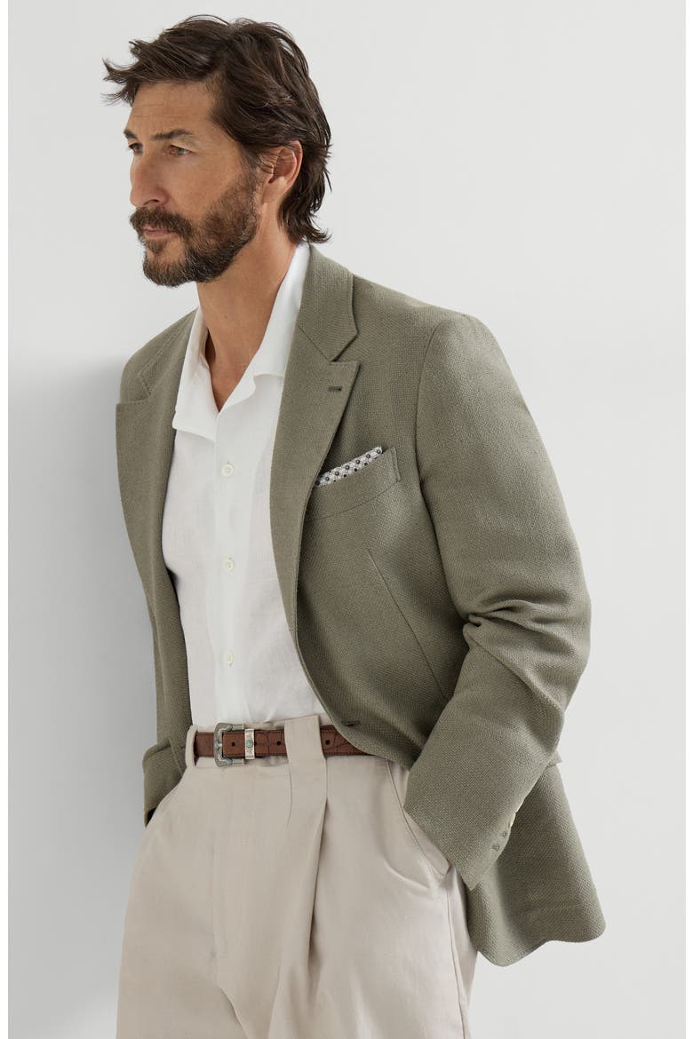Hopsack deconstructed blazer, Alternate, color, Khaki