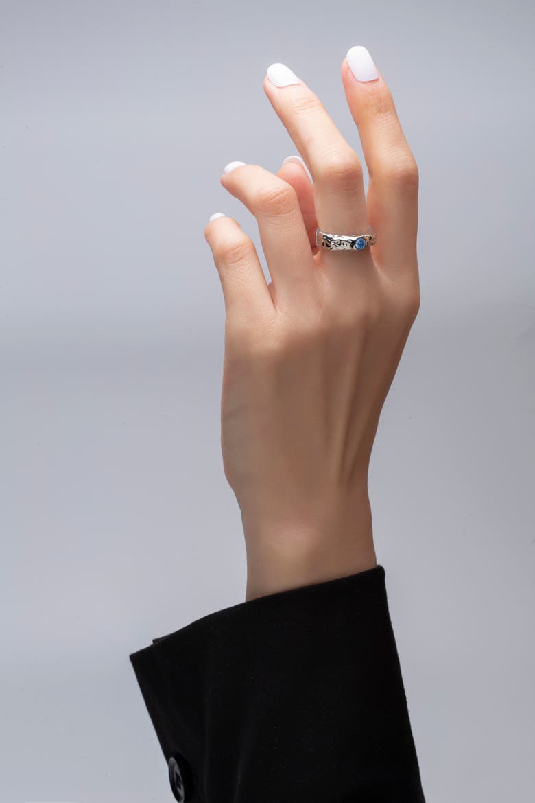 Sylvie Cubic Zirconia Molten Stackable Ring, Alternate, color, Silver/Blue