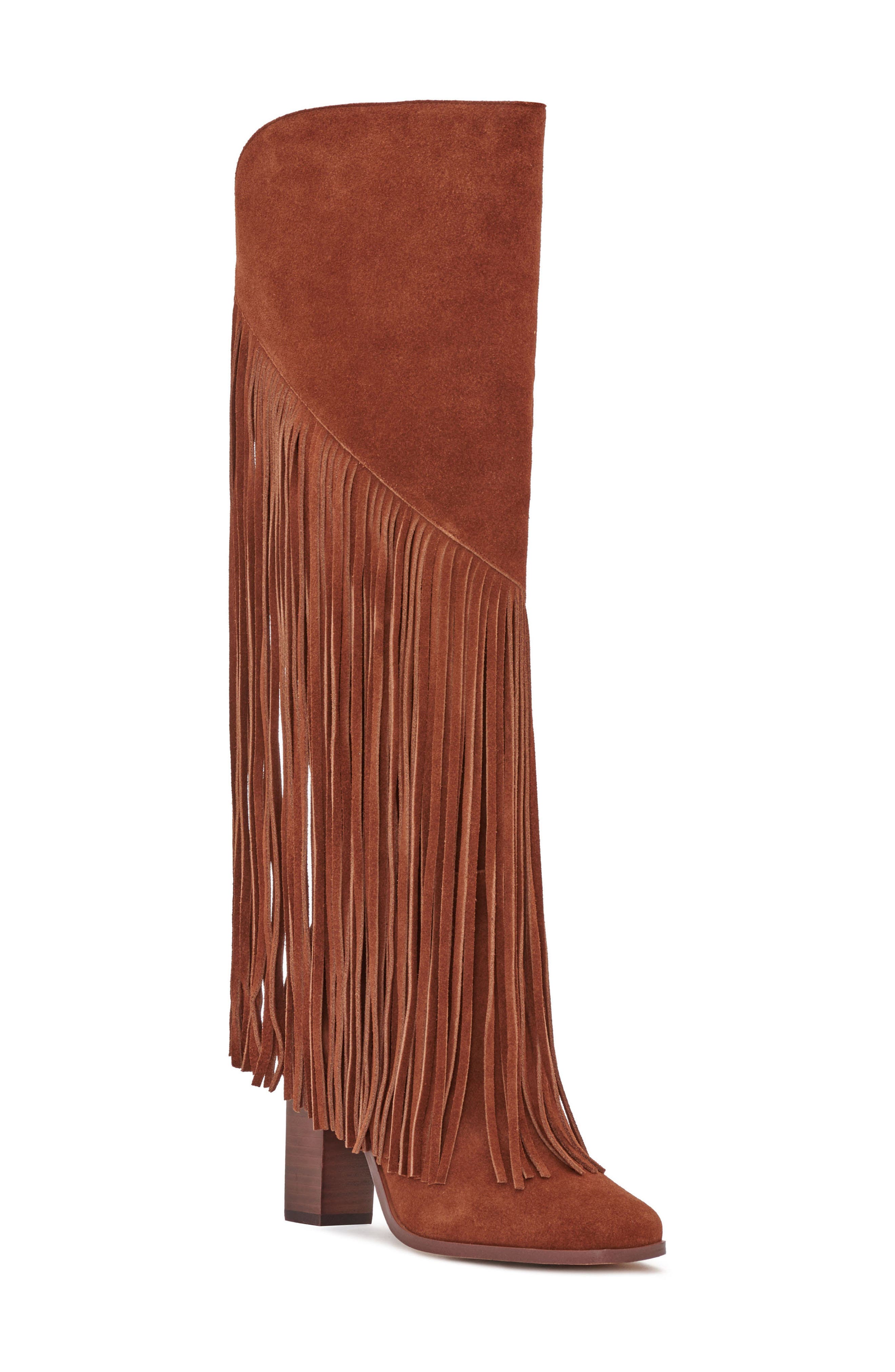 Asire Fringe Knee High Boot, Main, color, NUT