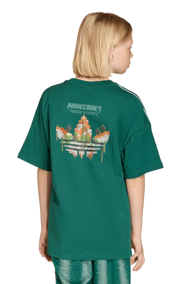 Kids' Minecraft 3-Stripes Graphic T-Shirt, Alternate, color, COLLEGIATE GREEN