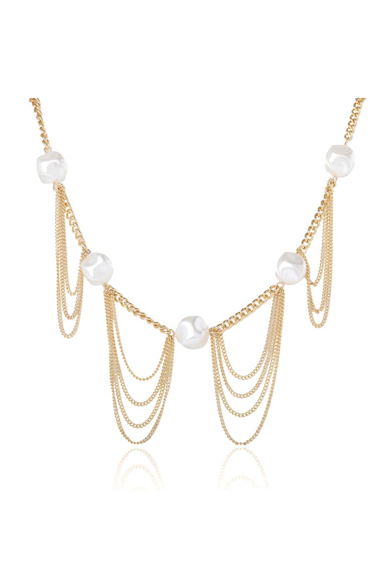 Pearl Layer Necklace, Main, color, Gold