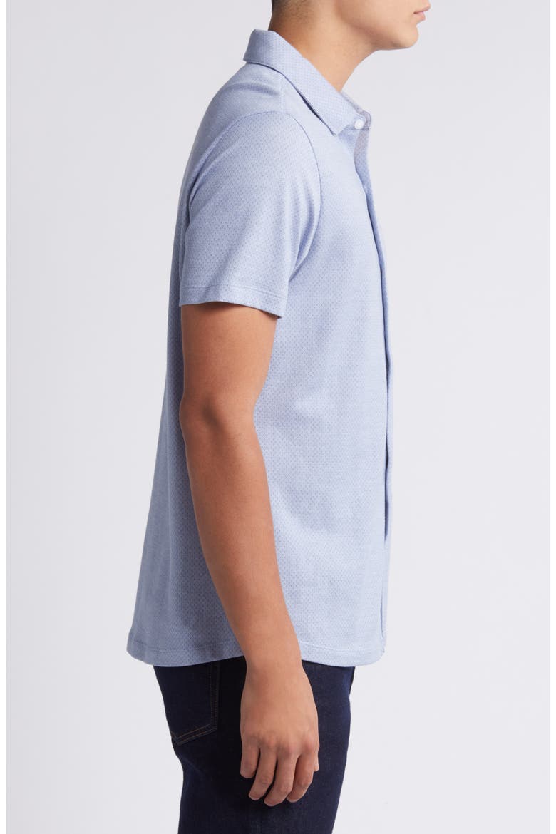 Garth Microdot Short Sleeve Knit Button-Up Shirt, Alternate, color, BLUE