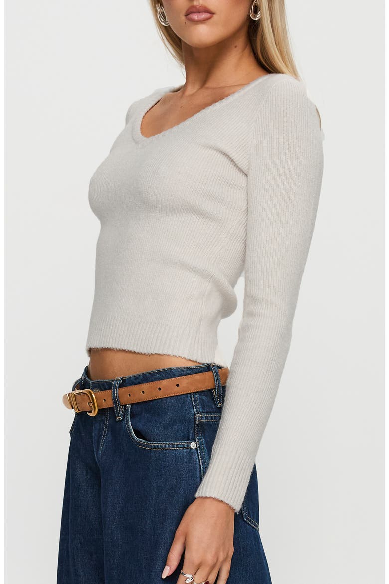 Elayna V-Neck Crop Sweater, Alternate, color, CREAM