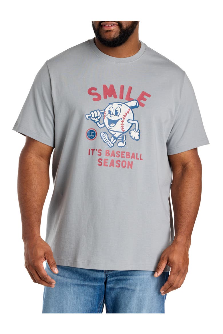 Big & Tall Baseball Season Graphic Tee, Main, color, GREY