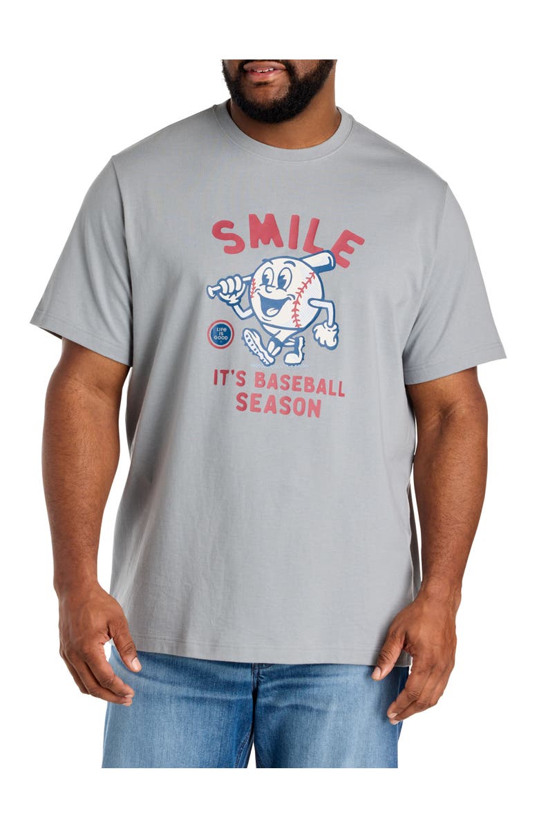 LIFE IS GOOD Big & Tall Baseball Season Graphic Tee, Main, color, Grey