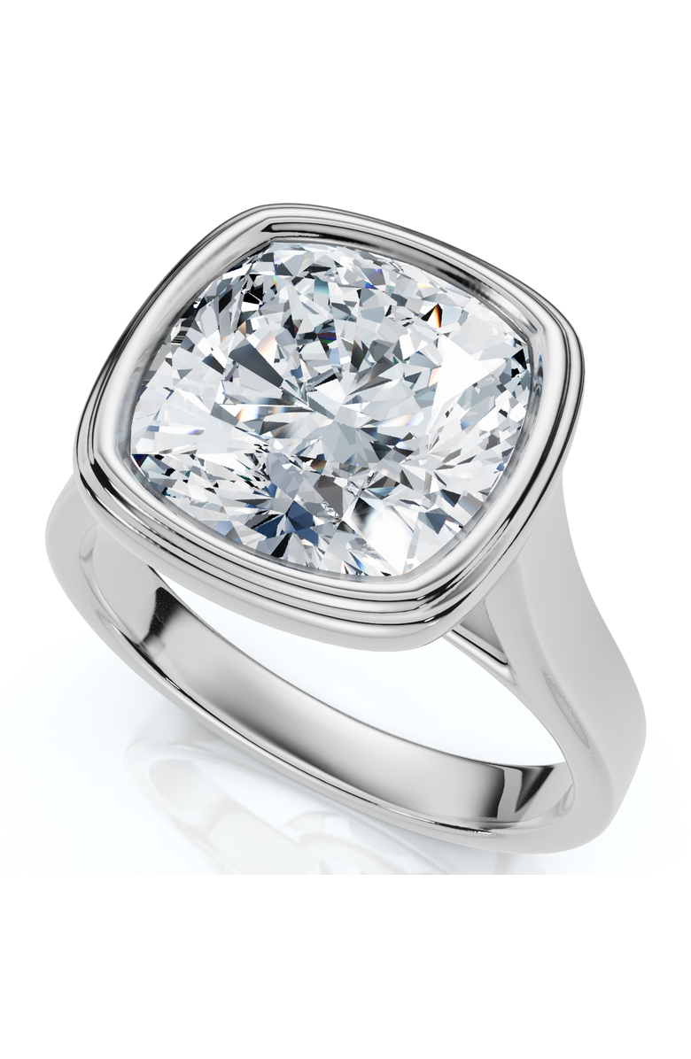 Bliss Diamond Ceritifed 4Ct Eloise Cushion Cut Bezel Set Diamond Engagement Ring 14k Gold Lab, Alternate, color, 14K White Gold