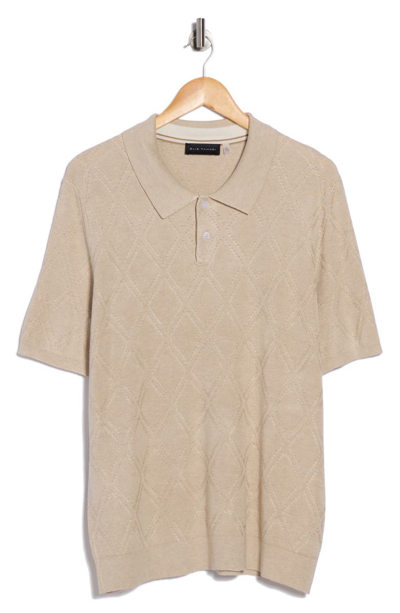 Elie Tahari Diamond Knit Polo, Alternate, color, Light Beige