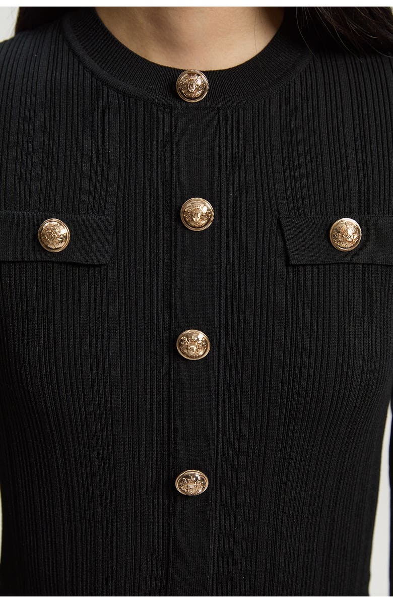 Karen Millen Chiffon Sleeve Mini Knit Dress, Alternate, color, Black