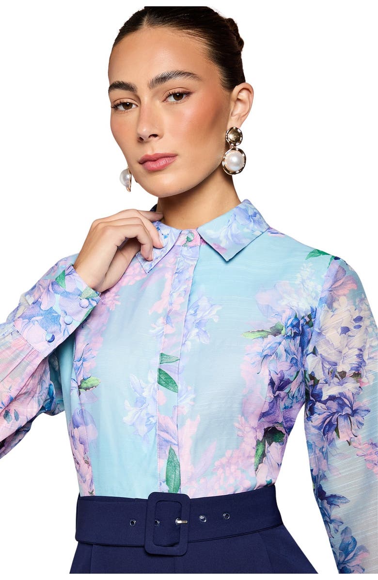 Coast Collared Wide Leg Belted Jumpsuit, Alternate, color, Navy