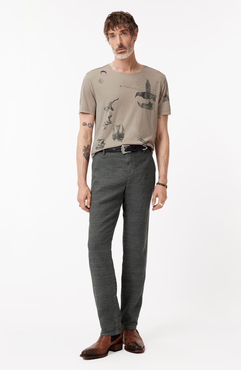 John Varvatos Raw Edge Double Layer Doodle Print T-Shirt, Alternate, color, Haze Grey