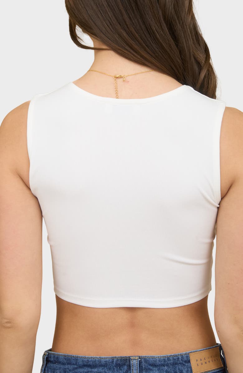 Blu Pepper Bow Embellished Ribbed Crop Tank, Alternate, color, White