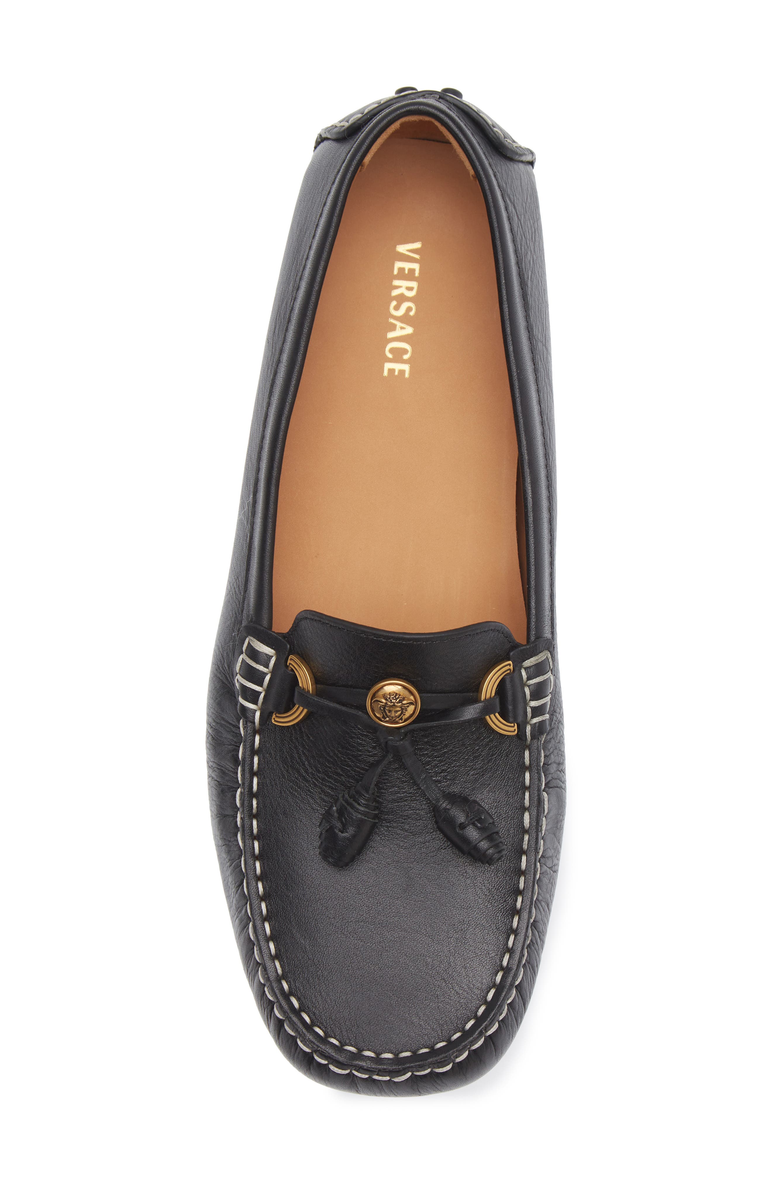 Robin Leather Driving Shoe, Alternate, color, BLACK-GOLD 82